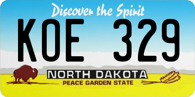 ND license plate KOE329