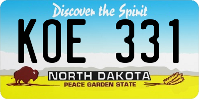 ND license plate KOE331