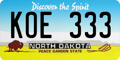 ND license plate KOE333