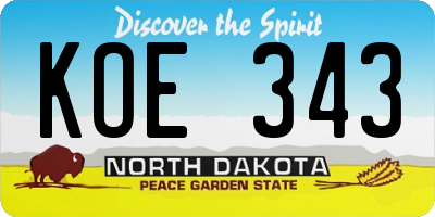 ND license plate KOE343