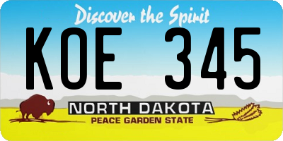 ND license plate KOE345