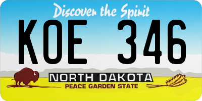 ND license plate KOE346