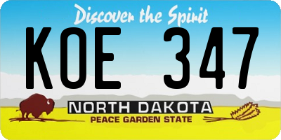 ND license plate KOE347