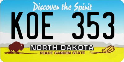 ND license plate KOE353