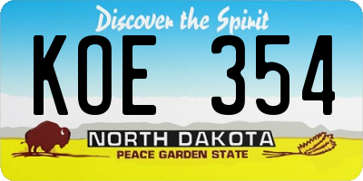 ND license plate KOE354
