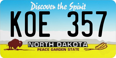ND license plate KOE357