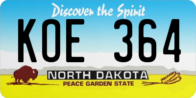 ND license plate KOE364