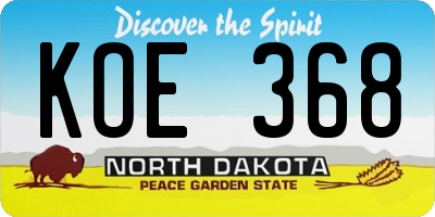ND license plate KOE368