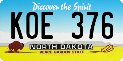 ND license plate KOE376