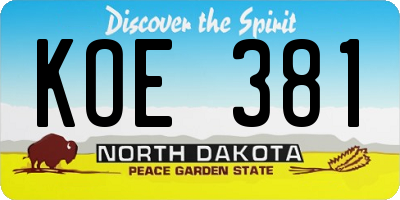 ND license plate KOE381