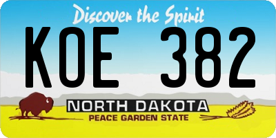 ND license plate KOE382