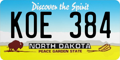ND license plate KOE384