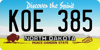 ND license plate KOE385