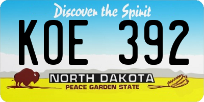 ND license plate KOE392
