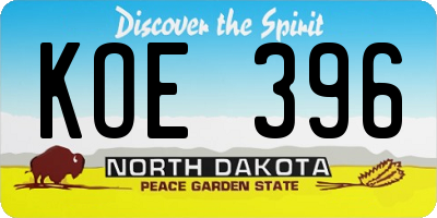 ND license plate KOE396