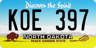 ND license plate KOE397