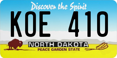 ND license plate KOE410