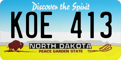 ND license plate KOE413