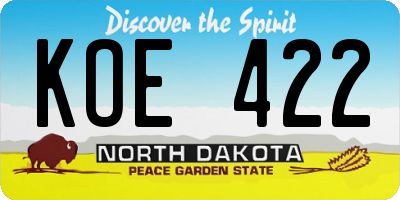 ND license plate KOE422