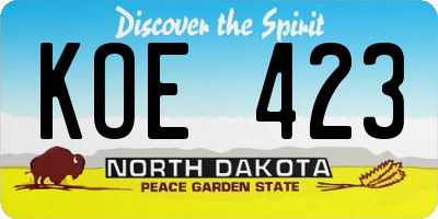 ND license plate KOE423