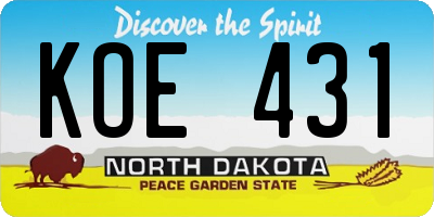 ND license plate KOE431