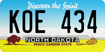 ND license plate KOE434
