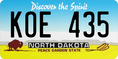 ND license plate KOE435