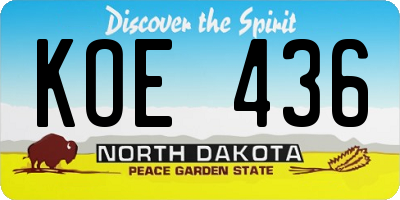 ND license plate KOE436