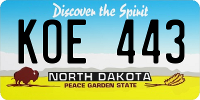 ND license plate KOE443