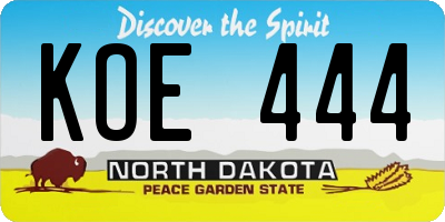 ND license plate KOE444