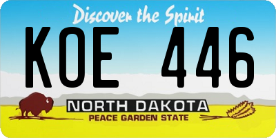 ND license plate KOE446
