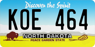 ND license plate KOE464