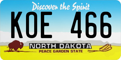 ND license plate KOE466