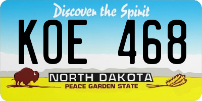 ND license plate KOE468