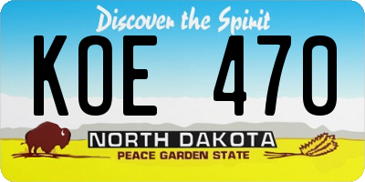 ND license plate KOE470
