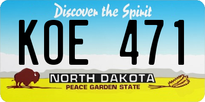 ND license plate KOE471