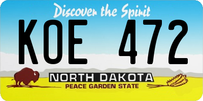 ND license plate KOE472