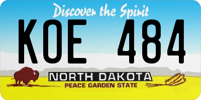ND license plate KOE484