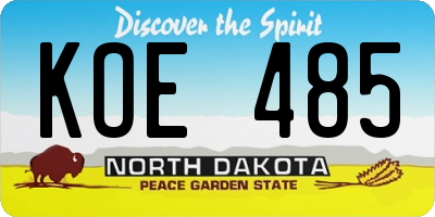 ND license plate KOE485