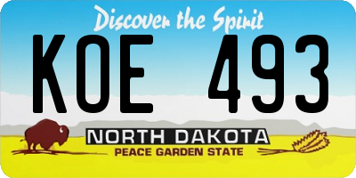 ND license plate KOE493