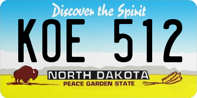 ND license plate KOE512