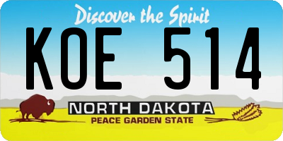 ND license plate KOE514