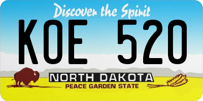 ND license plate KOE520