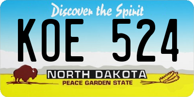 ND license plate KOE524
