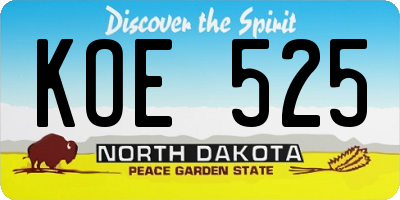 ND license plate KOE525