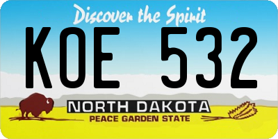 ND license plate KOE532