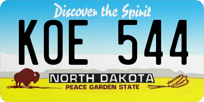 ND license plate KOE544