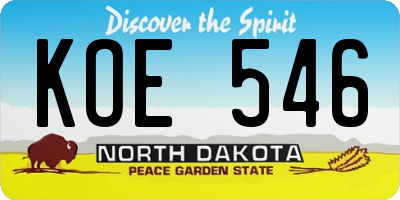 ND license plate KOE546
