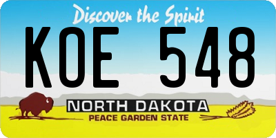 ND license plate KOE548