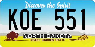 ND license plate KOE551